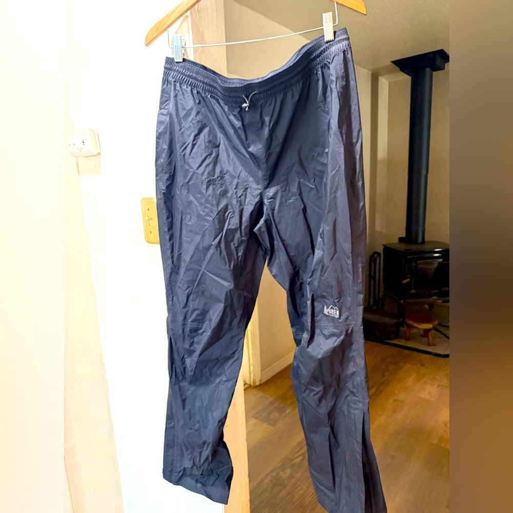 REI Black Rain Pants, Size LG